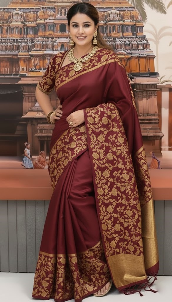 Premium Pure Katan Silk Banarasi Saree (Zari Weaving) with a matching blouse piece 7022